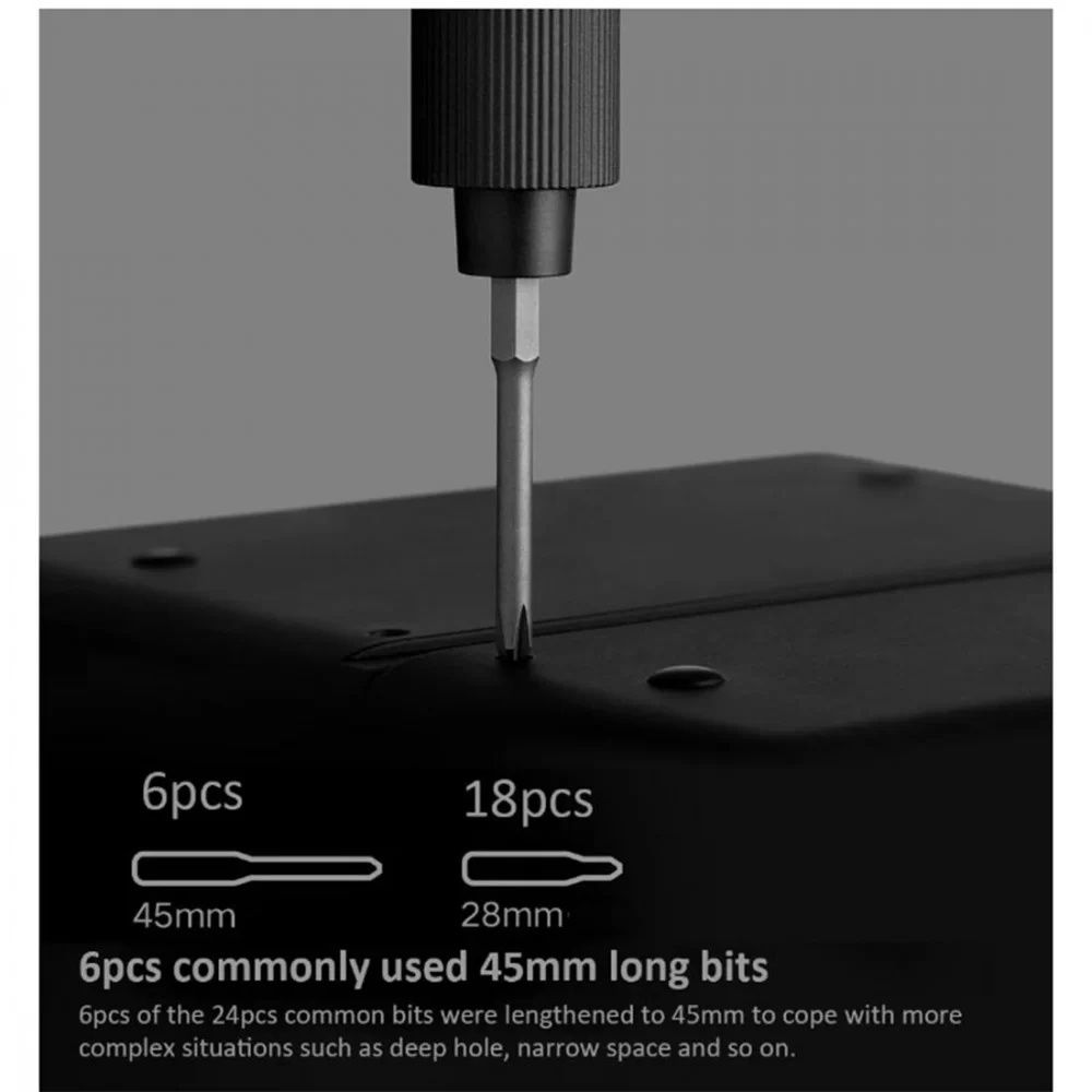Picture of 25 in 1 Xiaomi Mijia Electric Precision Screwdriver Kit Rechargeable Magnetic Aluminum Case